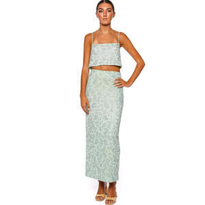 NWT STAUD Vincenzo Barletta Designer Beaded Crystal Jeweled Maxi Skirt 4/Small